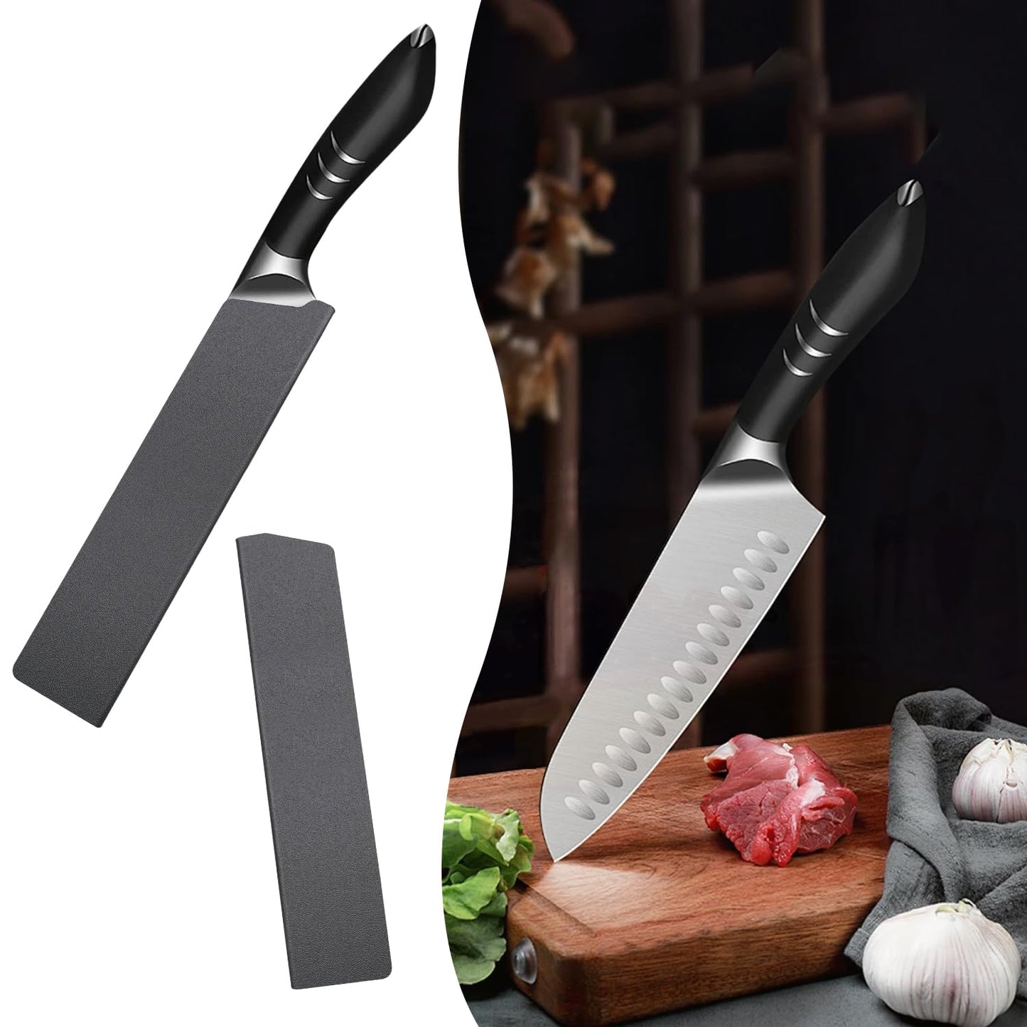 AKZYTUE 5 Pcs Universal Knife Edge Guards for 10" Knife, Kitchen Safety Knife Sheath Sleeves ABS Knife Cover Case Knife Blade Protectors