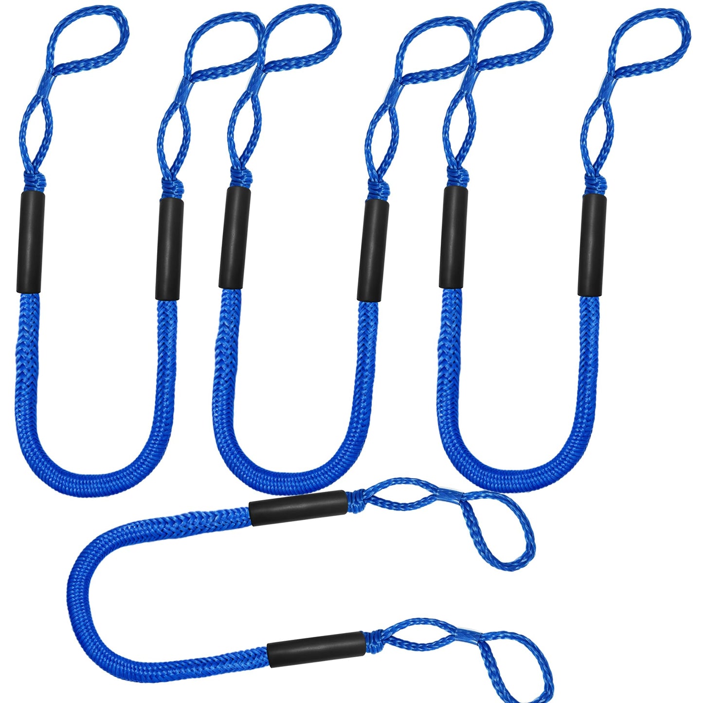 Bungee Dock Lines - Boat Accessories - 4 Feet Shock Cords Docking Rope Mooring Rope for PWC,Jet ski,Pontoon,Kayak,Canoe,Power Boat,Watercraft (Blue)