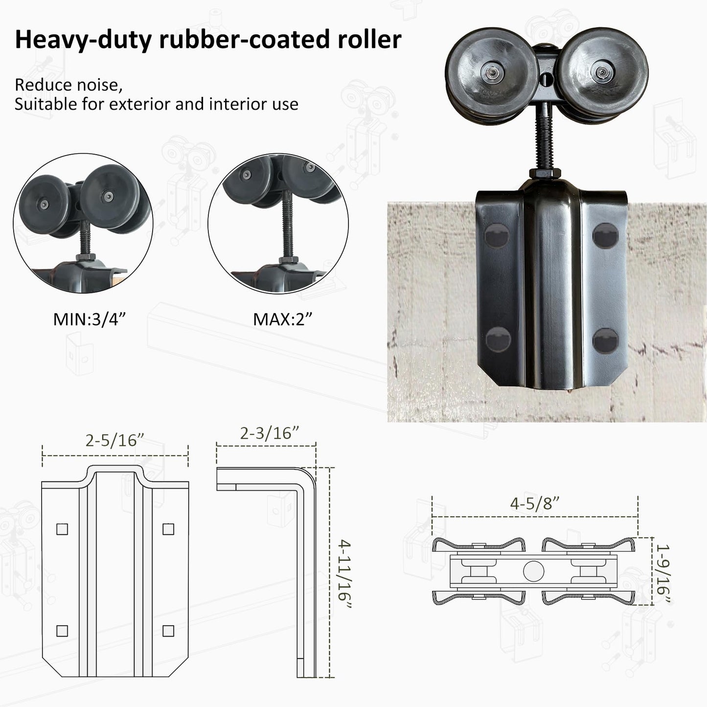 DIYHD 12FT Exterior Double Sliding Barn Door Hardware, Heavy Duty Wall Mount Box Track Kit for Outdoor Use, MAX Load 300lbs, Kit to Hang 2 Doors (Fit 36" X 2 Door)