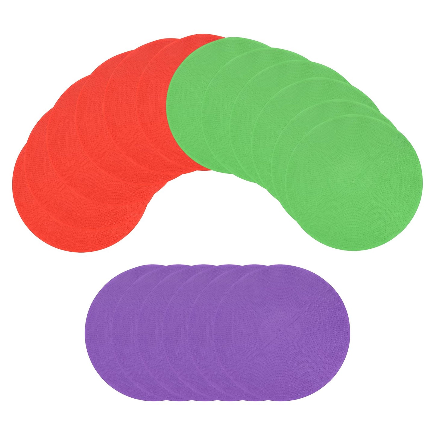 YELARXI Spot Markers for Agility Dot, Non-Slip Poly Spots Floor Dots Flat Field Soccer Training Equipment 9 in & 18 Pcs & Red/Green/Purple -Fitting for (Gym/Sports/Training/PE Games/Dance)