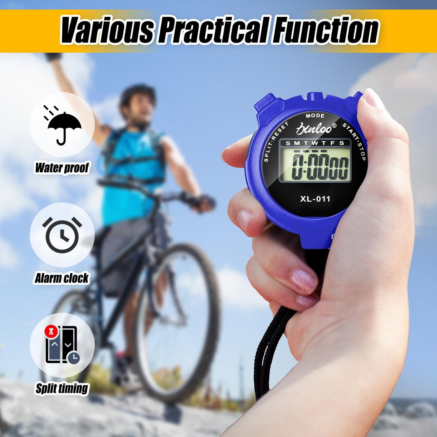 Simgoing 48 Pcs Digital Stopwatch Timer Plastic Whistle Bulk for Sports Coaches Referee Waterproof Watch Timer Whistle with Lanyard Multi Function Electronic Fitness Date Alarm (Multicolor)