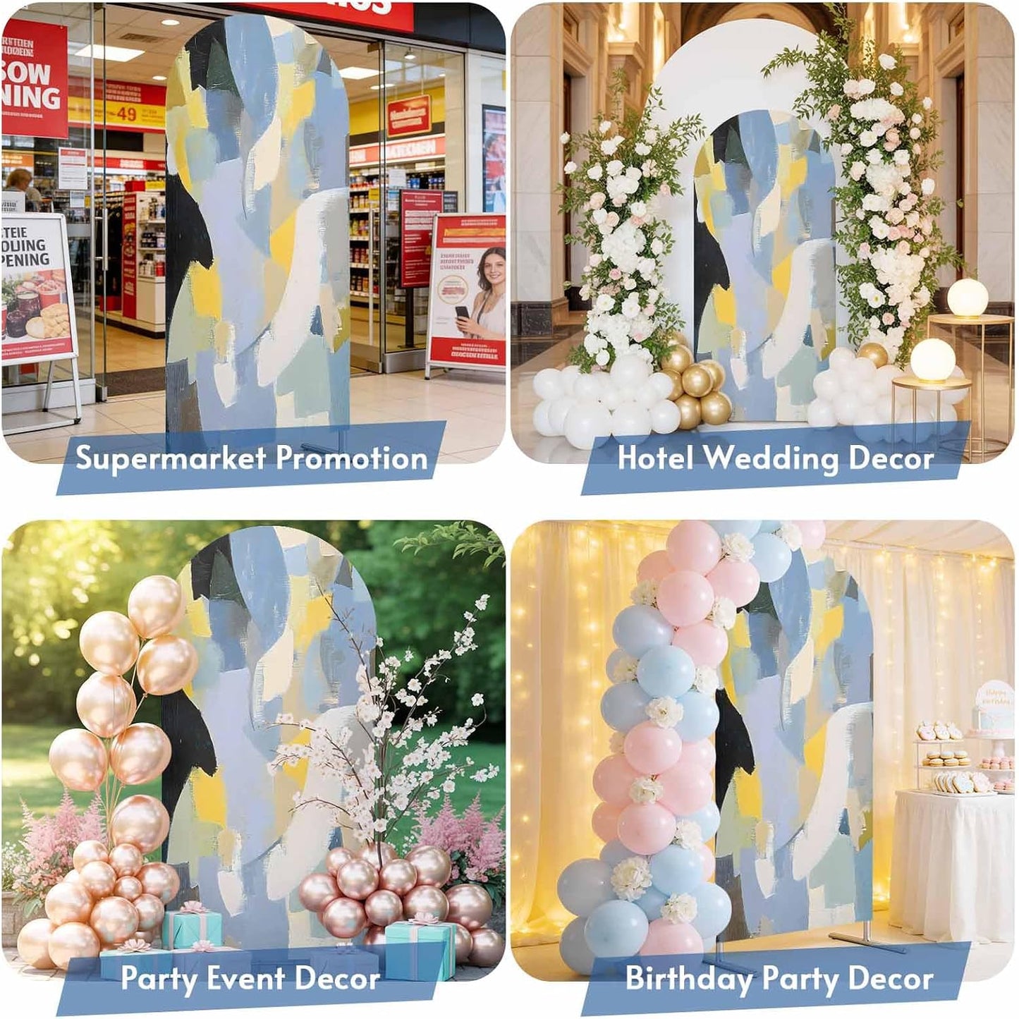 Jnbasdffb 7.2 Abstract Geometric Wedding Arch Cover,Stretchy Spandex Arch Backdrop Stand Covers FT,Simple Oil Painting