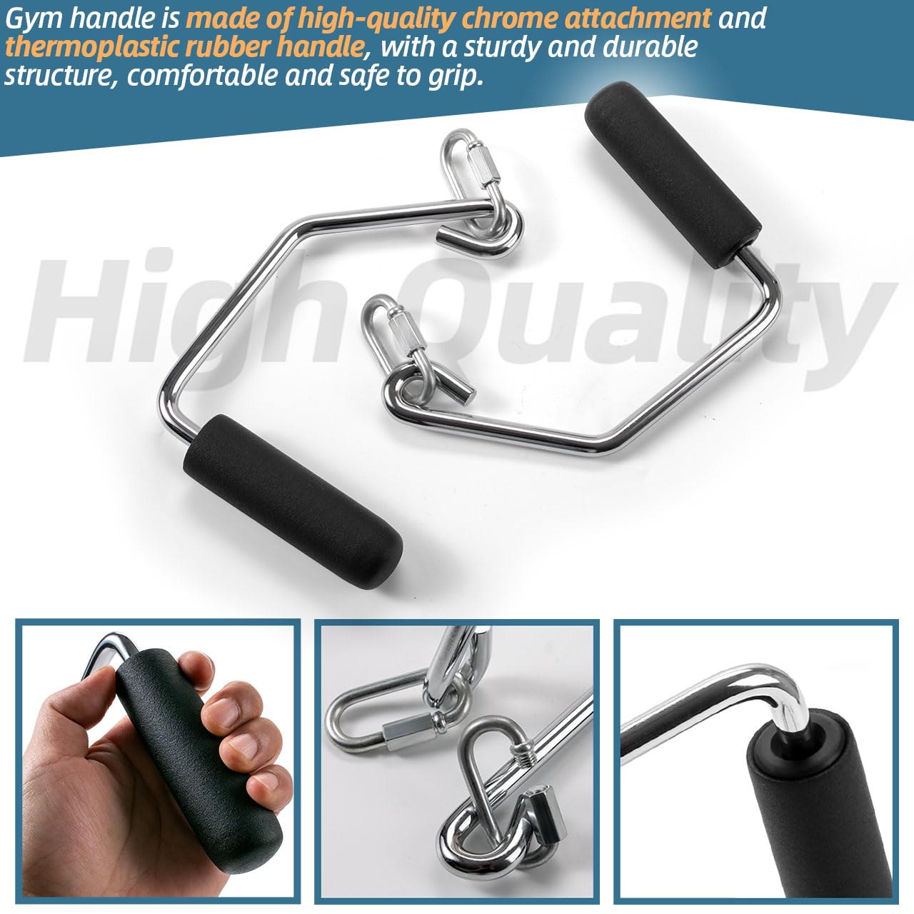 Open Ended Chrome Grip Handles Replacement for Total Gym Home Workout Machines 2000, 2200, 2500, 3000, 3000XL, XL, XLS - Gym Accessories Handles Compatible with Supra, Electra, FIT Models - 1 Pair
