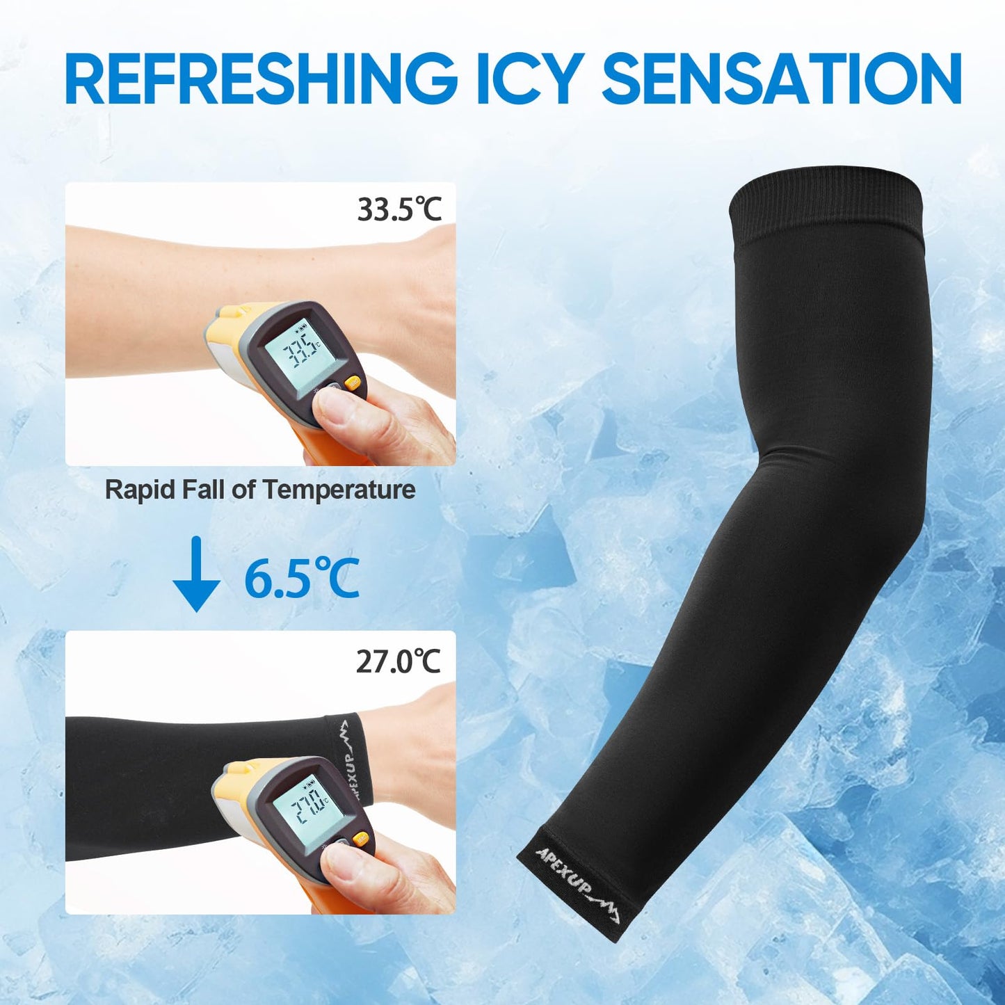 APEXUP Cooling Arm Sleeves for Men Women, UV Sun Protection UPF 50, Sports Compression Arm Sleeves for Outdoor (4PK, Black)