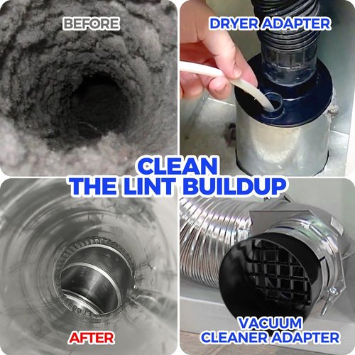 Holikme Dryer Vent Cleaner Kit - 30ft Cleaning Brush & Lint Vacuum Attachment | Blue