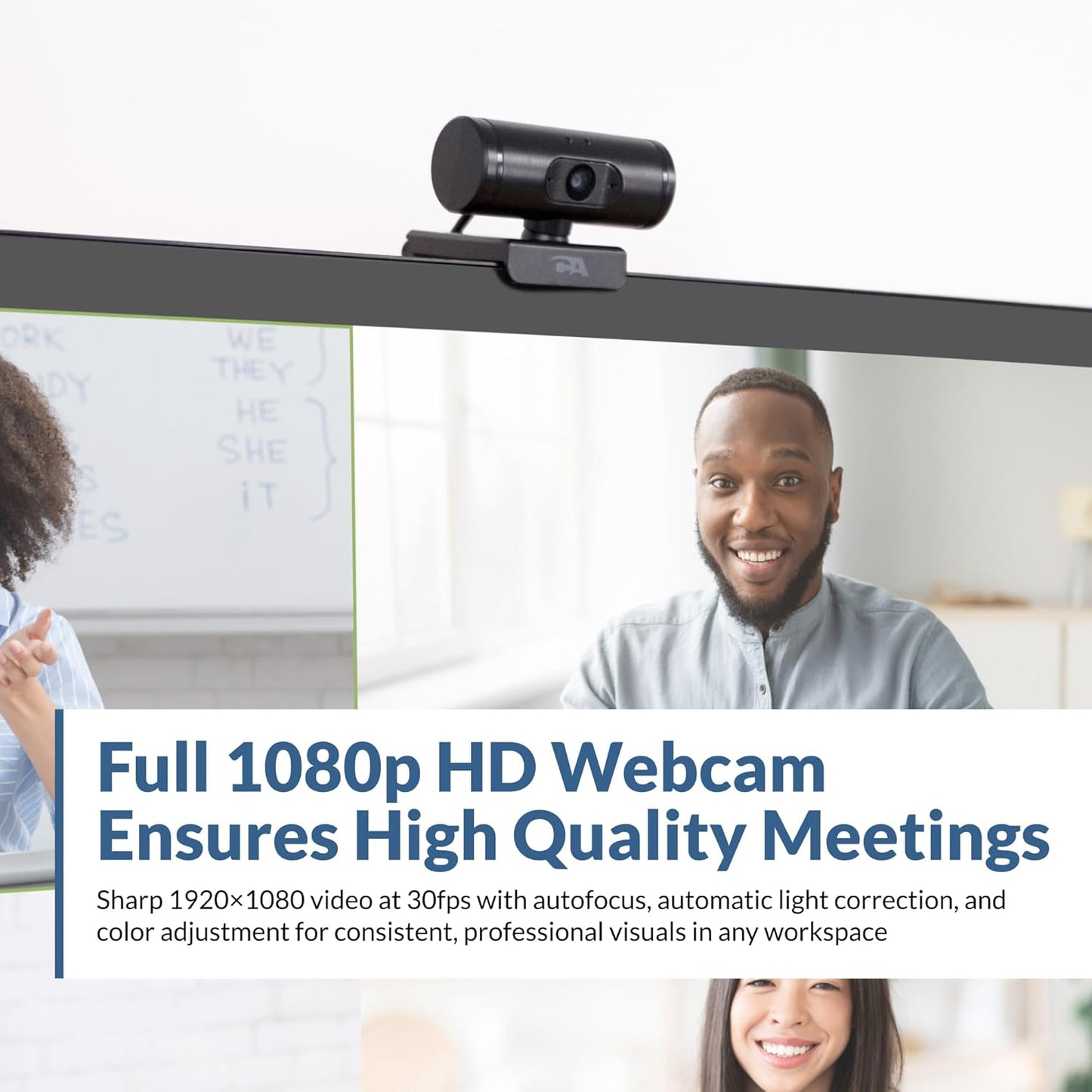 Cyber Acoustics 1080p (WC-1000), Headsets Full HD Webcam Designed with No Microphone for Use with and Speakerphones