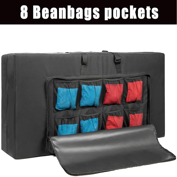 Cornhole Carrying Case Fits 4' x 2' Regulation Size Board, Cornhole Carrying Bag with Protective Padded Foam and One large pockets for Cornhole Outdoor Games, Only Bag. (Black)