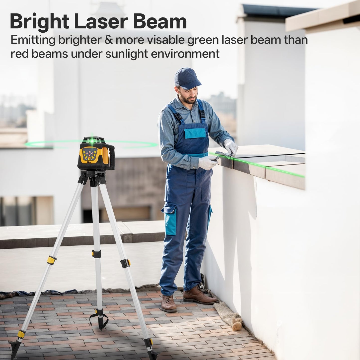 Self-Leveling Green Rotary Laser Level Kit, 2300ft Range with Receiver, ±1/10" Accuracy at 100ft, Class II ≤ 5 mW Laser, IP66 Waterproof, Includes Tripod, Grade Rod & Carrying Case