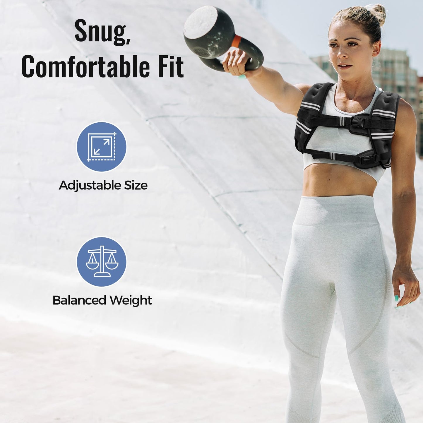 Zeerun Weighted Vest for Women & Men with Reflective Stripe and Adjustable Buckle, Comfortable & Durable Rucking Vest for Walking, Running & Strength Training, 15LBS-Black