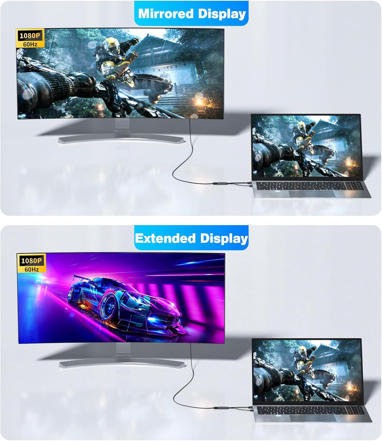 SWITCHFLUX 1080P@60Hz VGA to HDMI Adapter, Uni-Directional VGA (Source) to HDMI (Display) Converter (Male to Female)