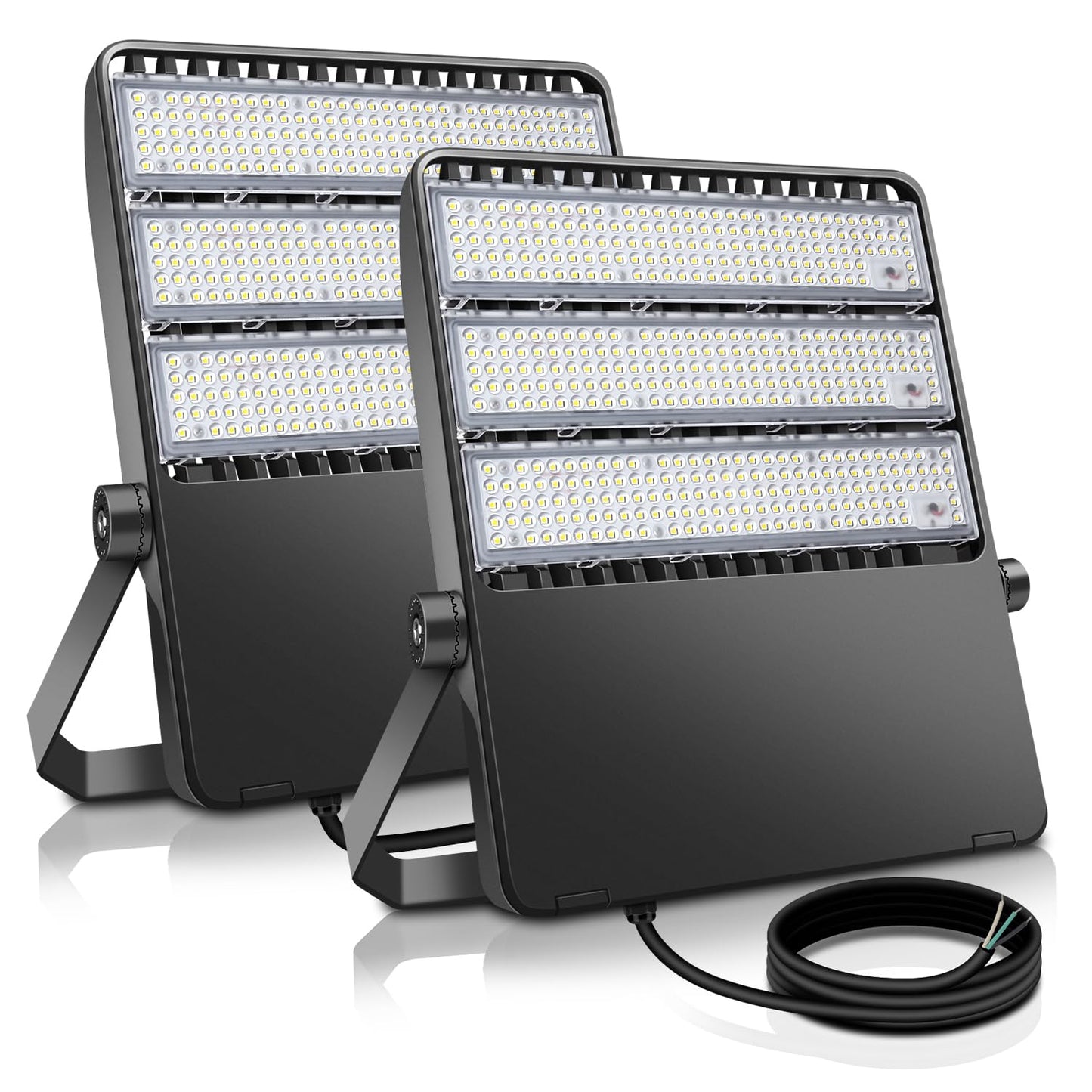 BIRITALO 52200LM LED Stadium Flood Light Commercial Eqv 2400W Super Bright 145LM/W 5500K 360W LED Arena Light Outdoor 85-277V IP65 Waterproof Backyard Wall Yoke Mount Fixture 2 Pack