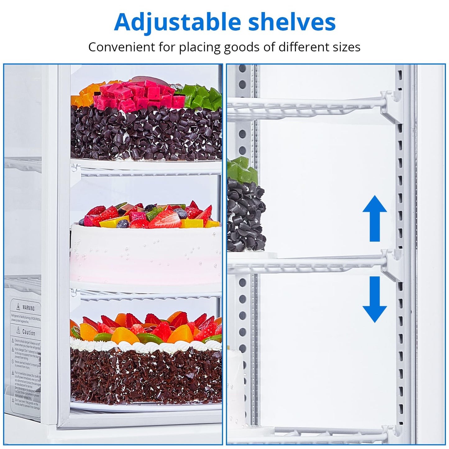SierraSquad 9.8 Cu.ft Commercial Refrigerator Display Case, Pastry Display Fridge with 4-Sided Double-Layered Glass & LED Lighting, Ventilated Cooling Bakery Display Refrigerator with Casters