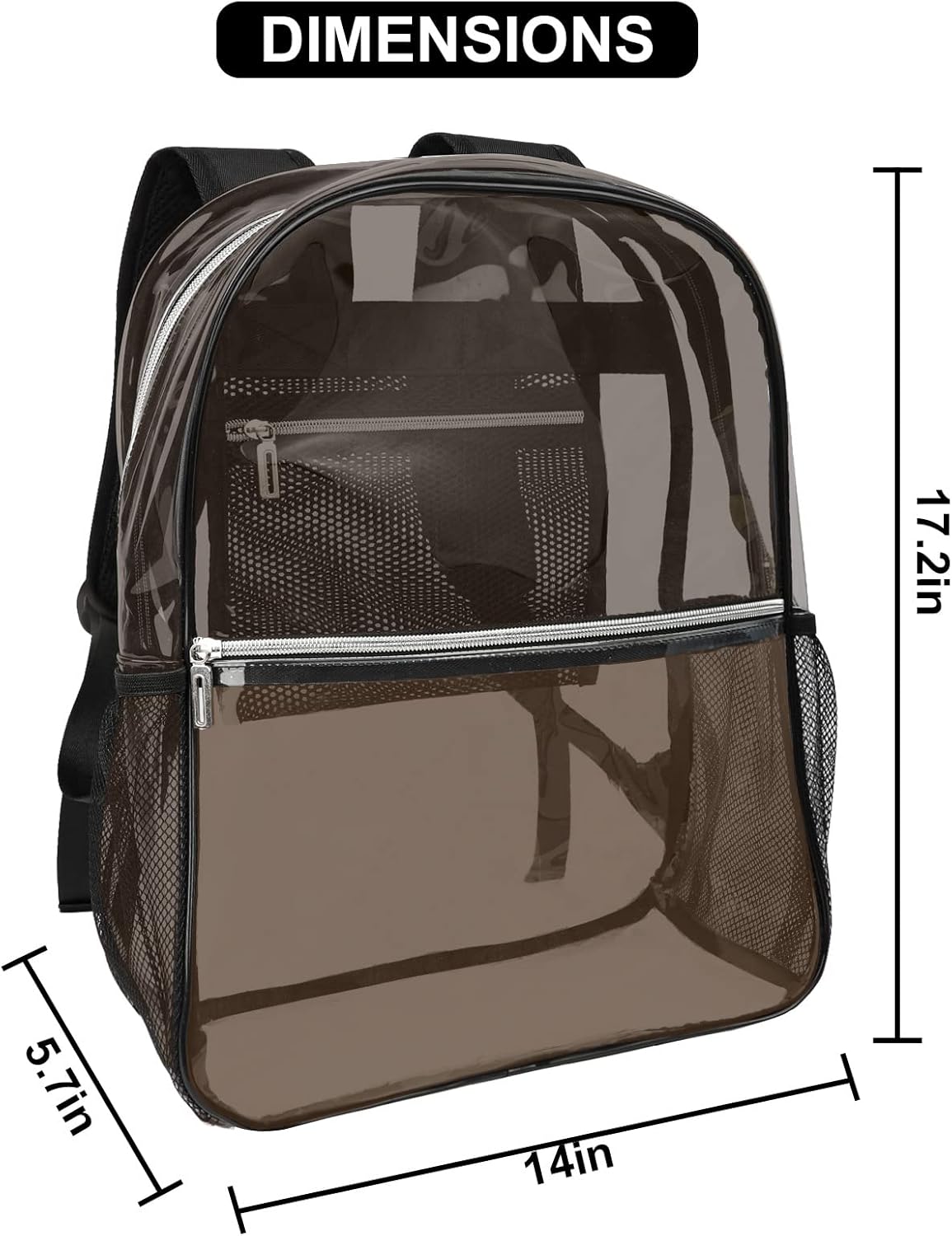 Backpack Backpack Clear Heavy Duty TPU Transparent for Sports,Work,Security Travel.(Black)