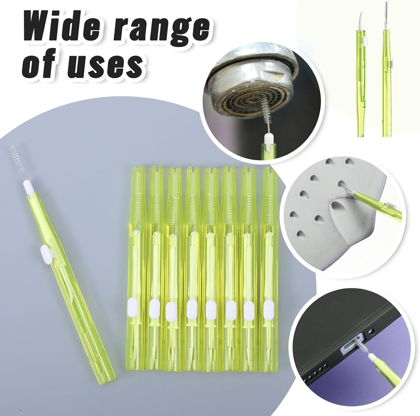 AHQiZFX 10Pcs 17 Cell Phone Cleaning Kit, Dual Head Anti-Clogging Nylon Brushes Hook Cleaner, Multifunction Mini