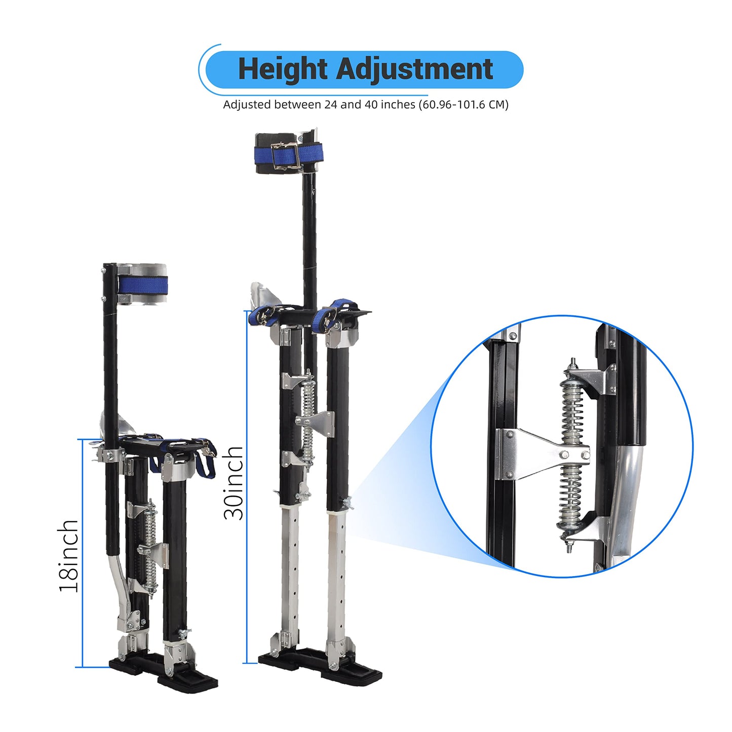 GESEXI Drywall Stilts 18-30 inch Adjustable Professional Aluminum Tool Stilt for Painting Painter Taping, Black