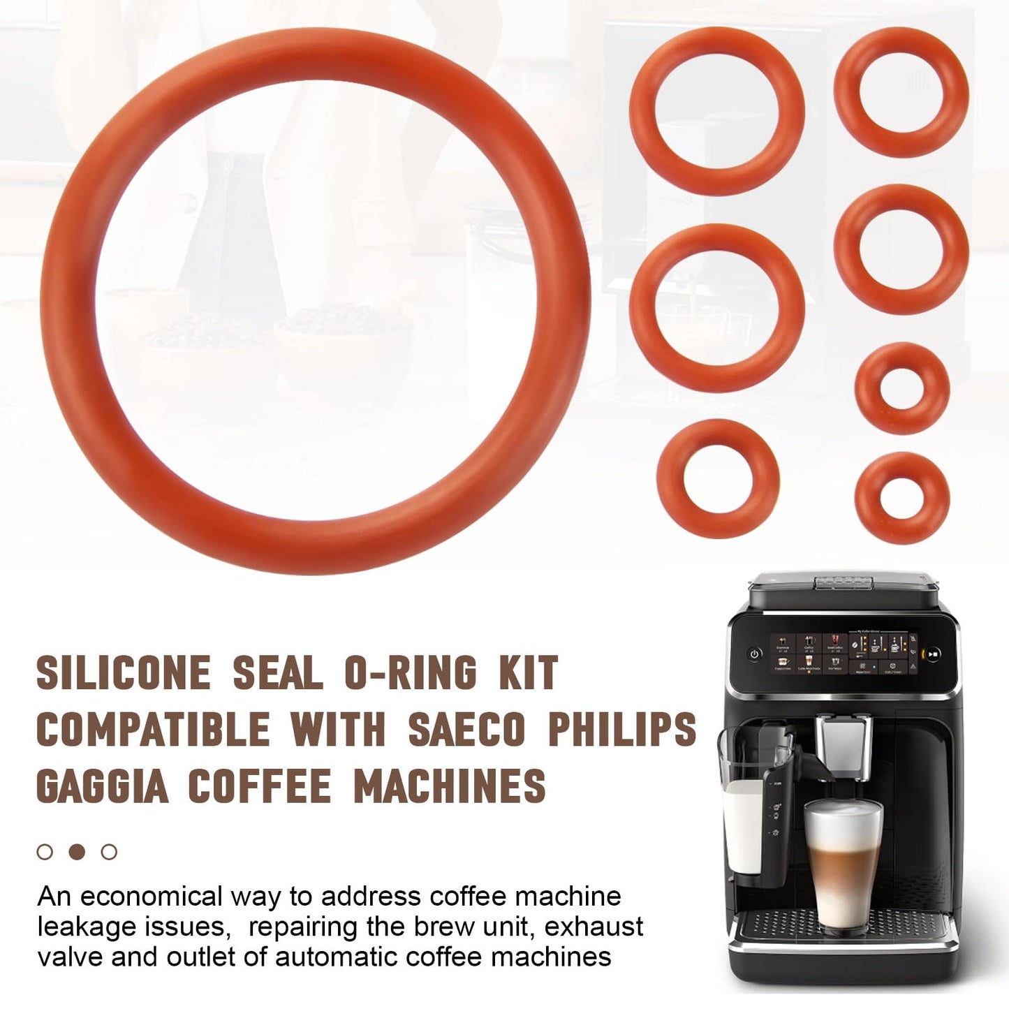 Seal O-Ring Kit Gasket Seal Set Fit for Saeco Philips Gaggia Coffee Machines for Boiler Outlet Pin and Brew Unit, Maintenance Kit Seal O-Rings Nozzle Gasket, 8 PCS