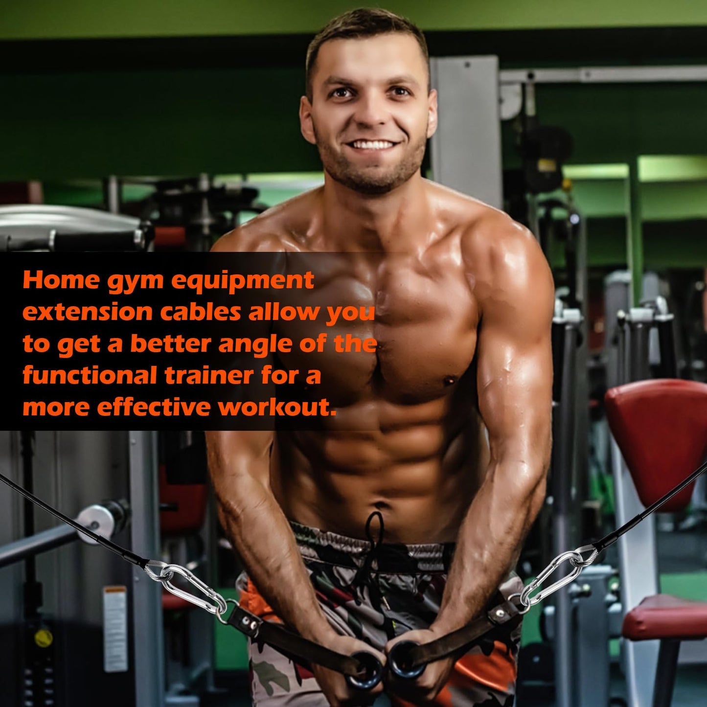 GAQUECY Gym Cable Extension, 10" Cable Machine Extension Compatible with Bowflex Home Gym Machine, Fitness Cable Extension Home Gym Cable Machine Attachment for LAT/Tricep Pull Down (2pcs)