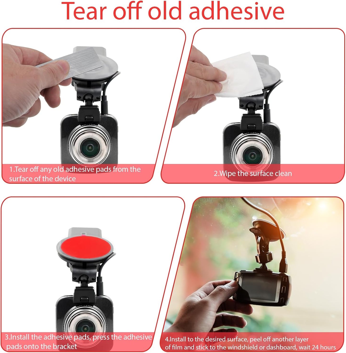 cobee 6 Holders(6 Pcs Double-Sided Adhesive Pads for Dash Cam Mount, Windshield Dash Cam Mounting Tape, Holder Mount