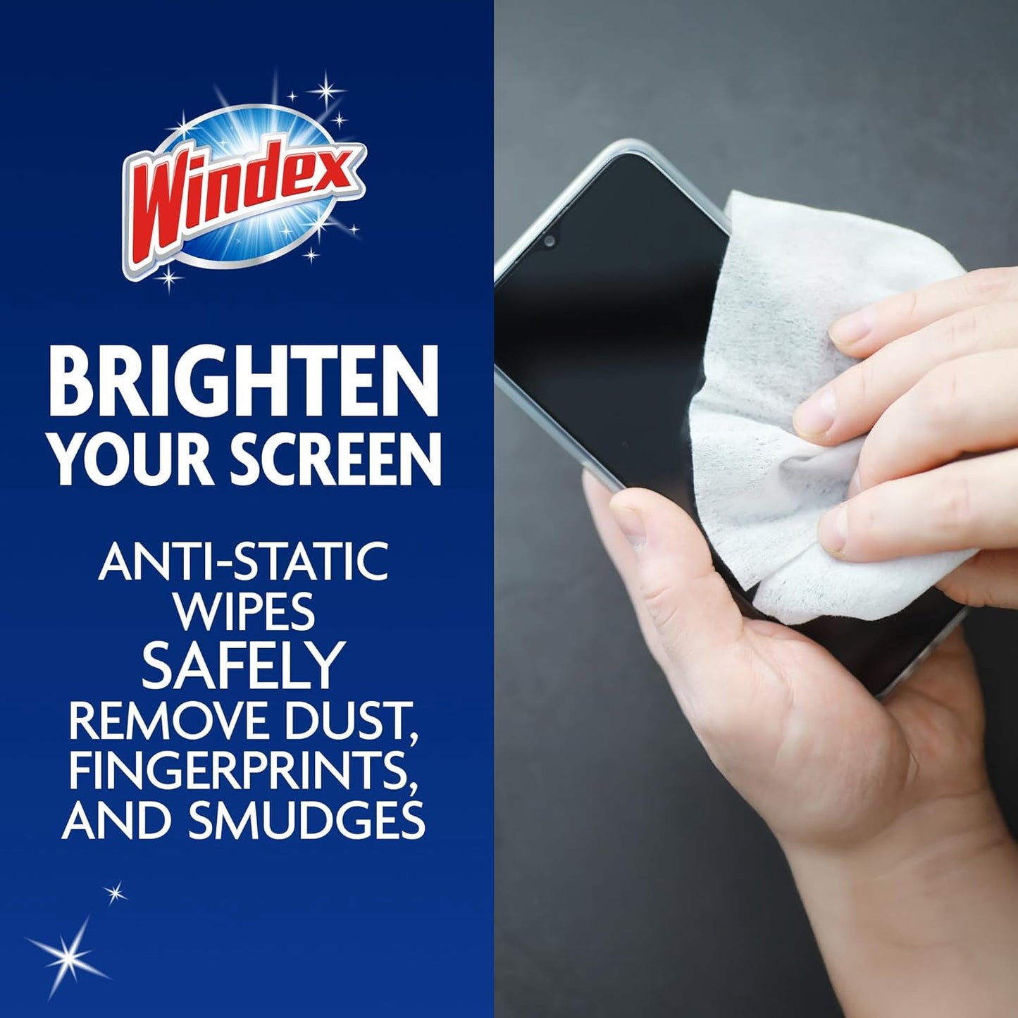 25 Count Windex Electronic Cleaning Wipes, Pre-Moistened Screen Wipes for TVs, Phones, and Other Electronics