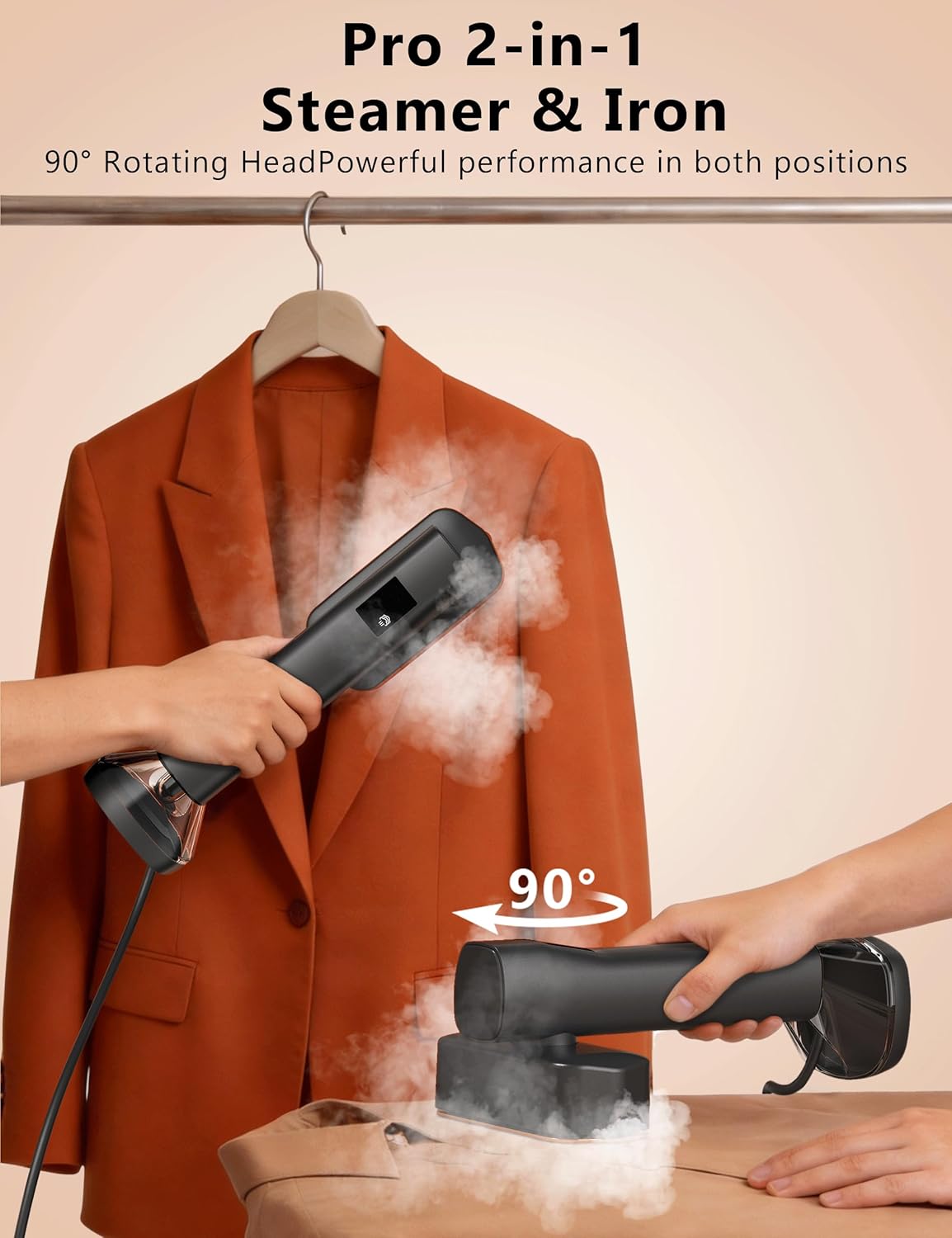 Skiennix Portable Handheld Garment Steamer - 200ml Capacity, 1000W Fast Heat-Up, Leak-Proof Design | Black & Gold