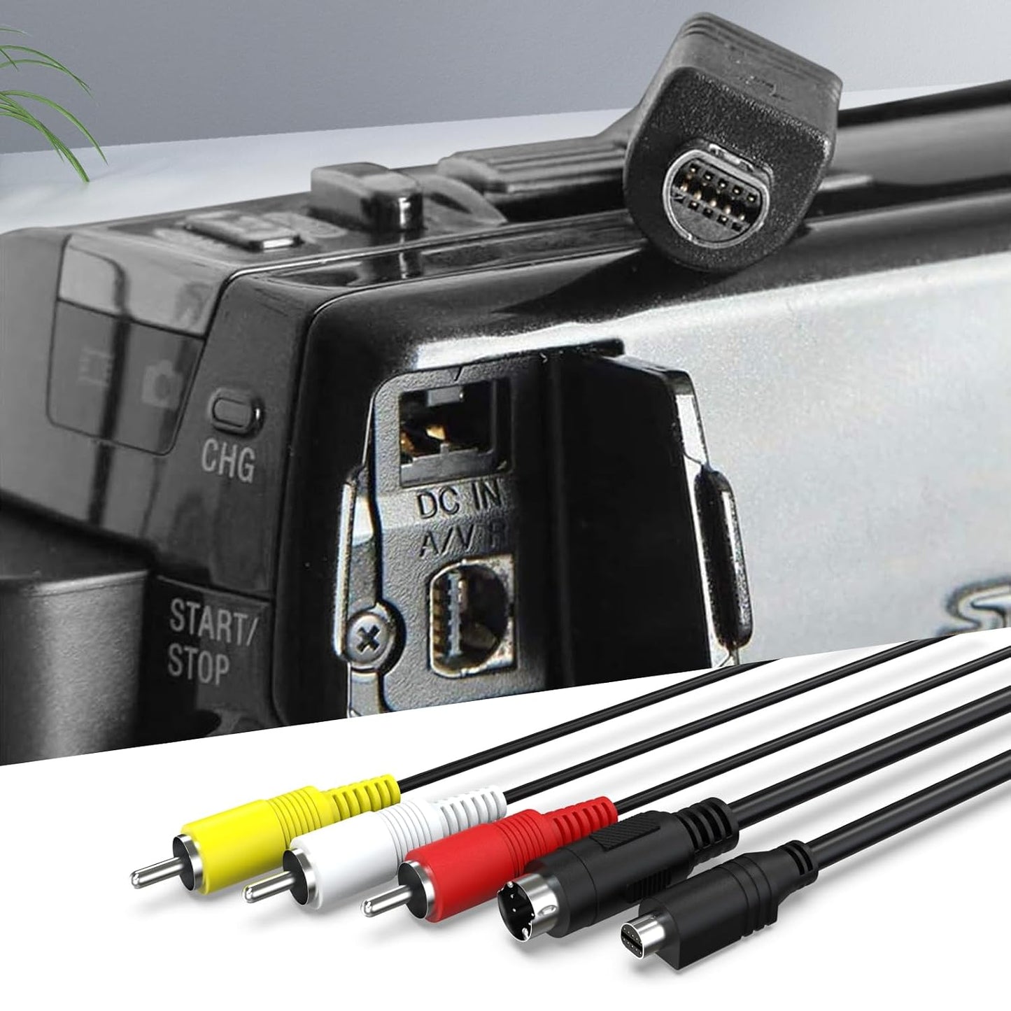10-Pin VMC-15FS, DCR-HC28/38/48/52/62/96, HDR-CX7, HDR-FX7, DCR-SR200/SR200C Sqrmekoko to AV Audio S Video Cable