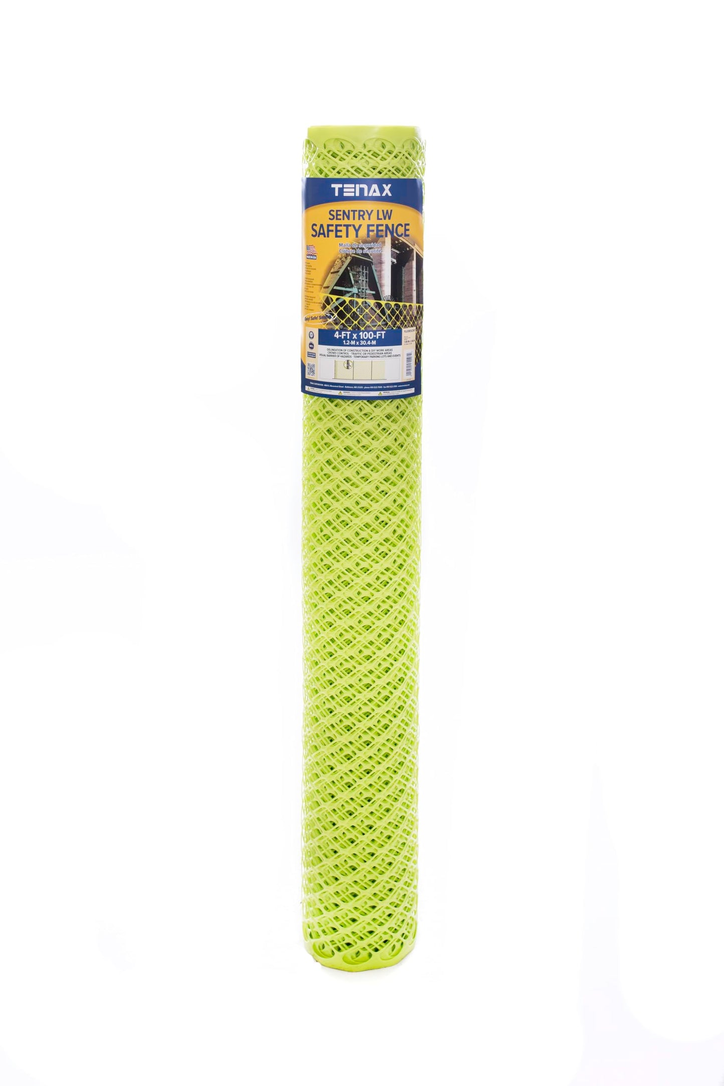 Tenax 2A170098 Sentry Safety Fence Diamond Mesh LW 4'x100' Fluorescent