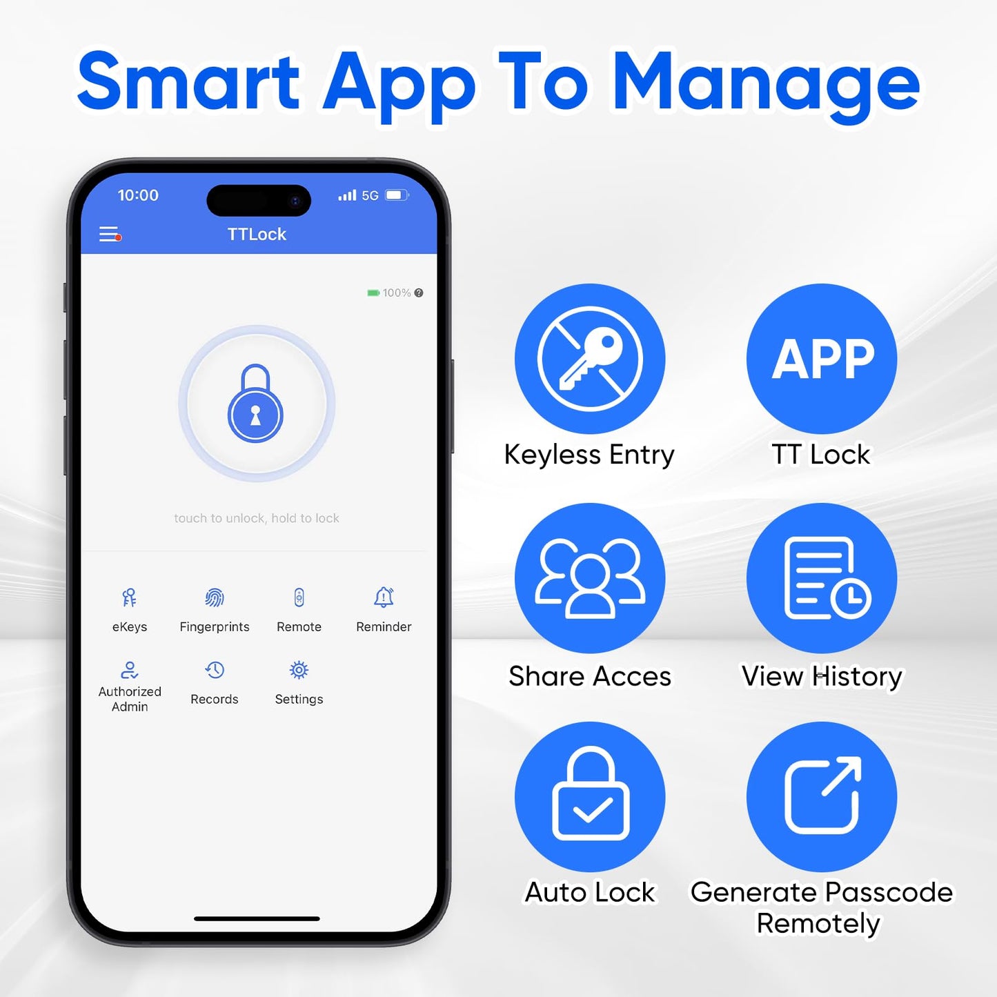 Keypad Smart Door Lock with Handle, Keyless Entry Deadbolt for Front Door, Smart Auto Lock Deadbolt with Phone/Watch App Control, Biometric Fingerprint Gate Handle with 7 Ways to Unlock