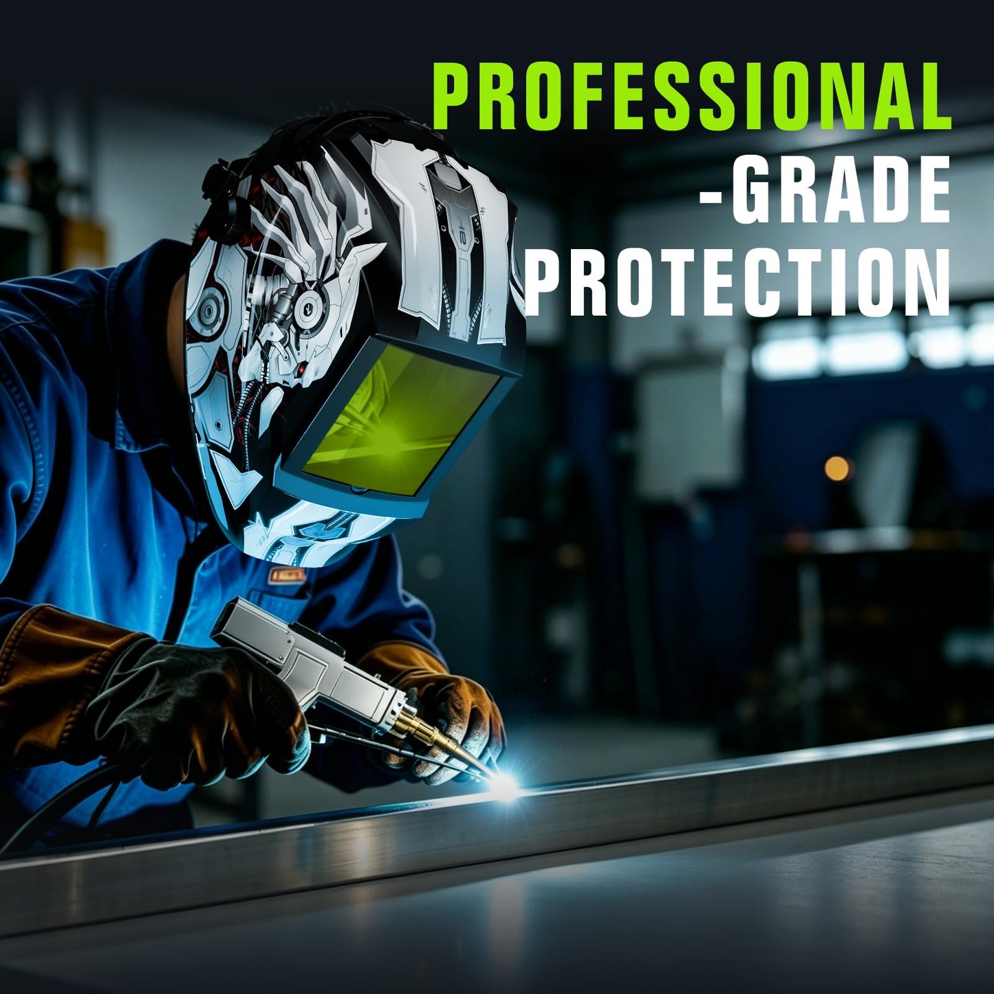 JustHot Laser Welding Helmet Large Viewing OD8+ Professional Eye Protection 900nm-1100nm Safety Mask for Laser Welding/Laser Cutting/Diodes/Laser Marking (Grey)