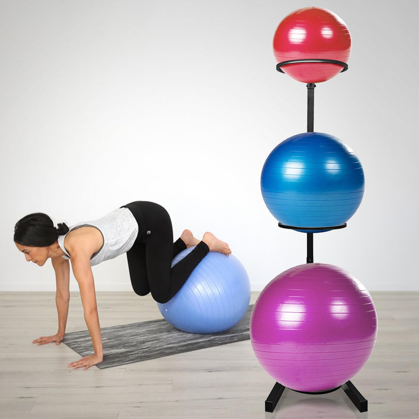 Montex Yoga Ball Holder, Exercise Ball Holder Vertical Storage for Commercial Gym and Home