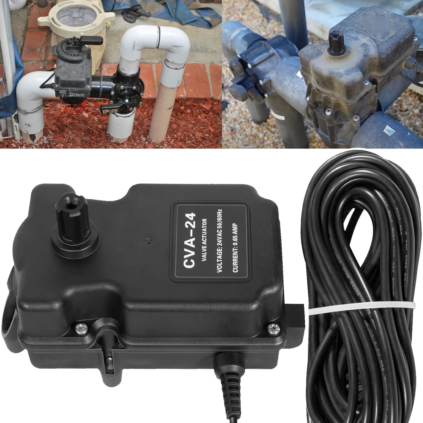 mooncar CVA-24T Valve Actuator fit for All 24VAC Control Systems,Replacement for Pentair 263045 Valve Actuator,for 2 or 3 Port Valves,24 Volt AC, 180 Degree Rotation, 3-Wire, 25-Feet
