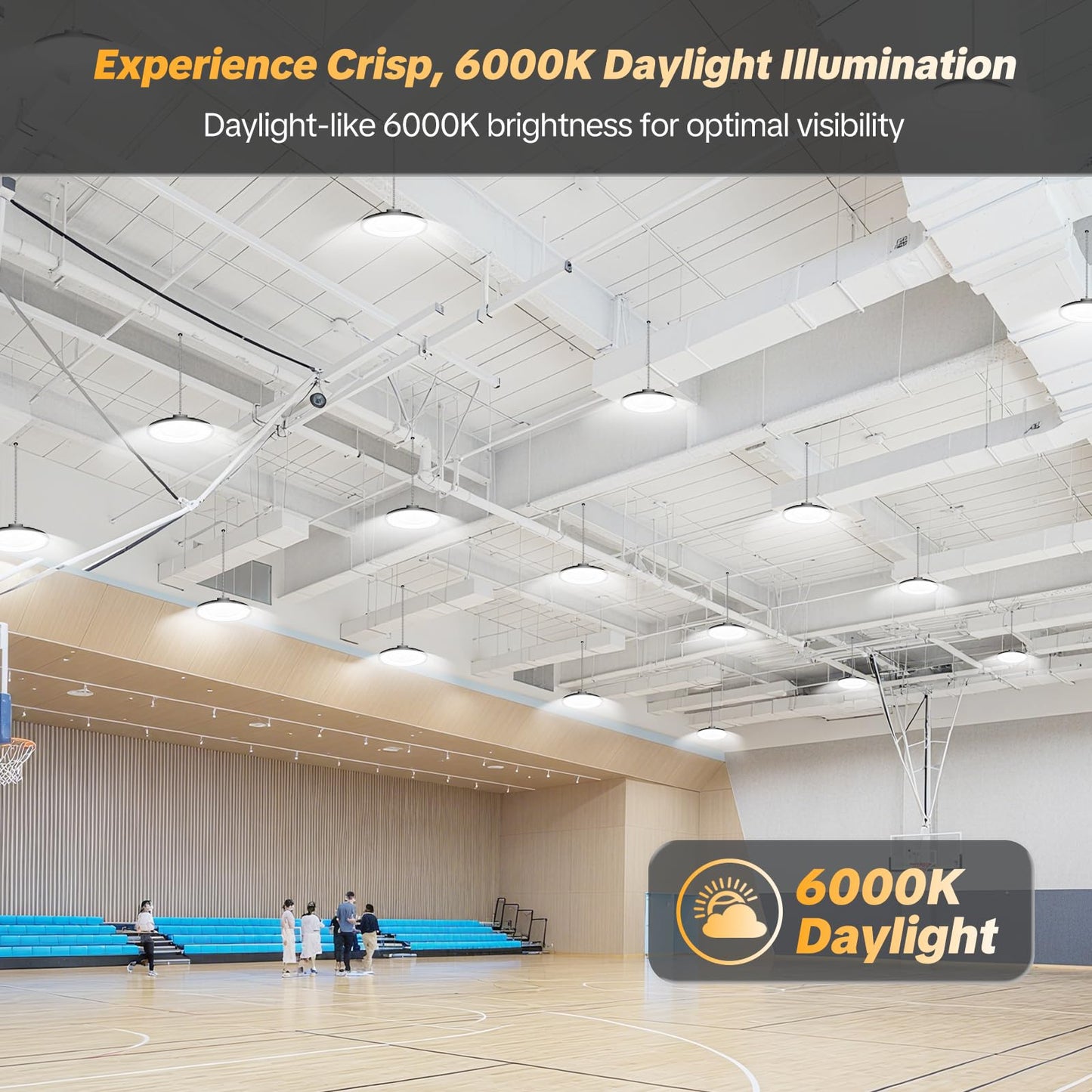 AIKVSXER 300W UFO High Bay Light 45000LM LED Shop Light 6000K Daylight IP65 Waterproof for Warehouse Garage Barn Factory Workshop 5ft Plug & Play 6 Pack