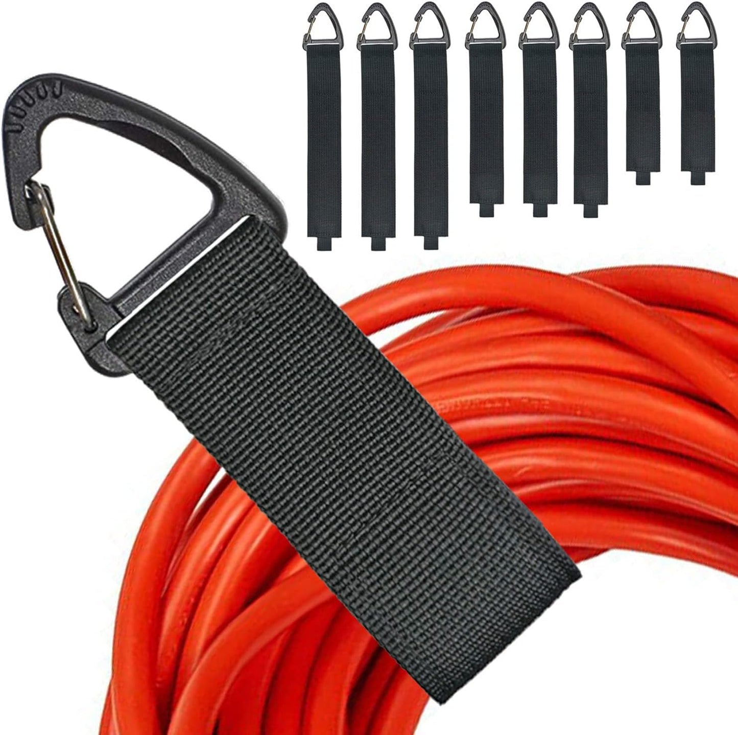 Skiennix Extension Cord Organizer - Heavy Duty Storage Straps for Garage | 8 Pack with Triangle Buckle