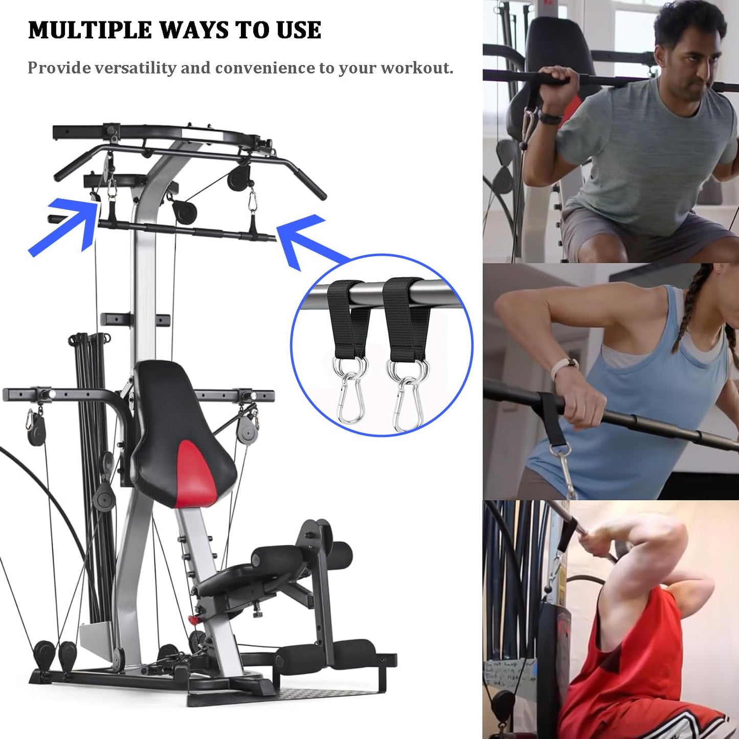 Favuit Fitness Pulley Cable Attachments, Tricep Extension Strap Cable Attachments Straps Cable Pulley System Accessories Home Gym Fitness Strap for Greater Range of Motion (Straps)