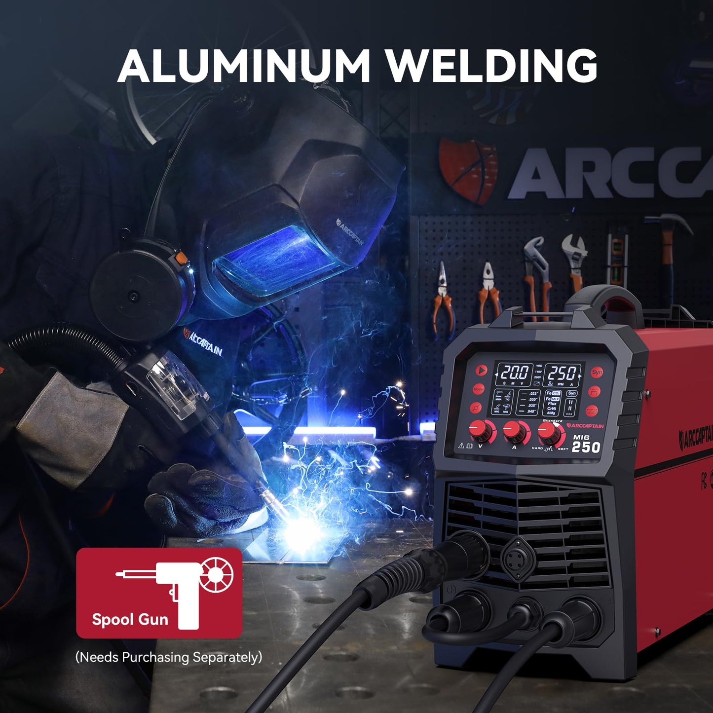 ARCCAPTAIN 250A MIG Welder with Professional 8" Weliding Pliers
