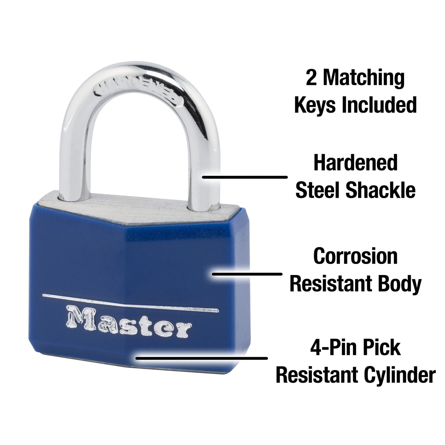 Master Lock Blue Vinyl Covered Aluminum Keyed Padlock, Small Lock for Gym or School Locker can be Used Indoors or Outdoors, 142DCM