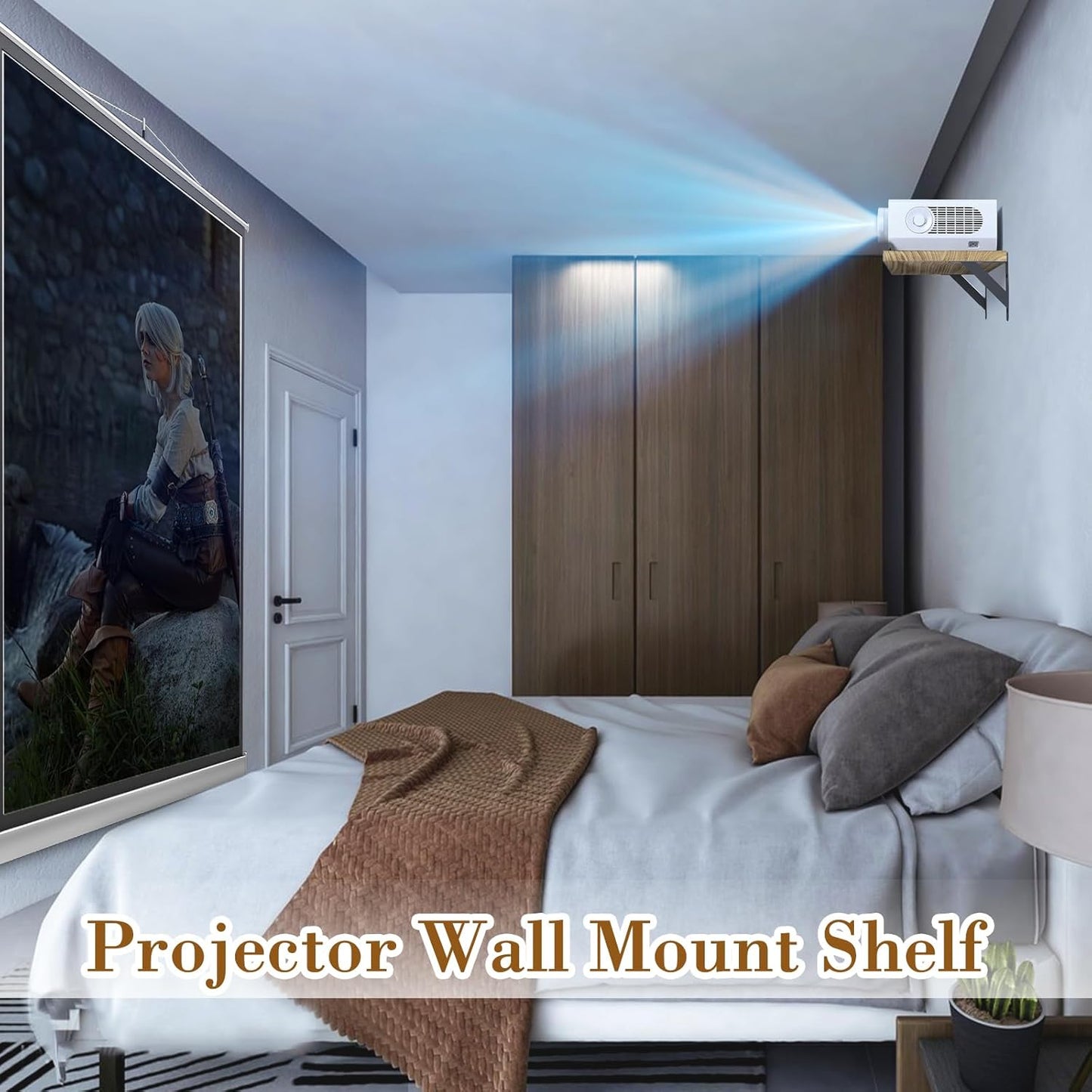 Shelf,15.7" 9.8" 2pcs DAWASAPAT Projector Shelf, Projector Wall Mount Floating x Deep Shelves with Large Storage