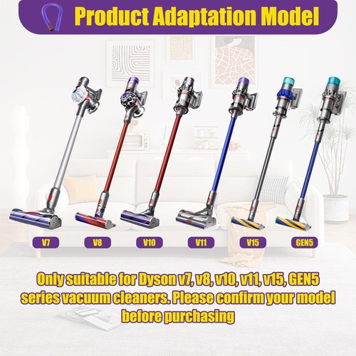 Buhobha Vacuum Crevice Cleaning Attachment Set, 34" Bendable Hose, Fits Dyson V7 V8 V10 V11 V15 GEN5, Dryer Vent Lint Remover, Car Detailing, Home Gap Cleaning