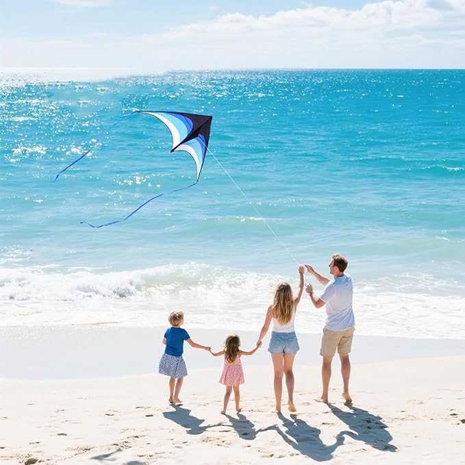 Delta Kite for Kids and Adults, Easy to Fly, Nylon Fabric with String Handle, Outdoor Beach Park Activities