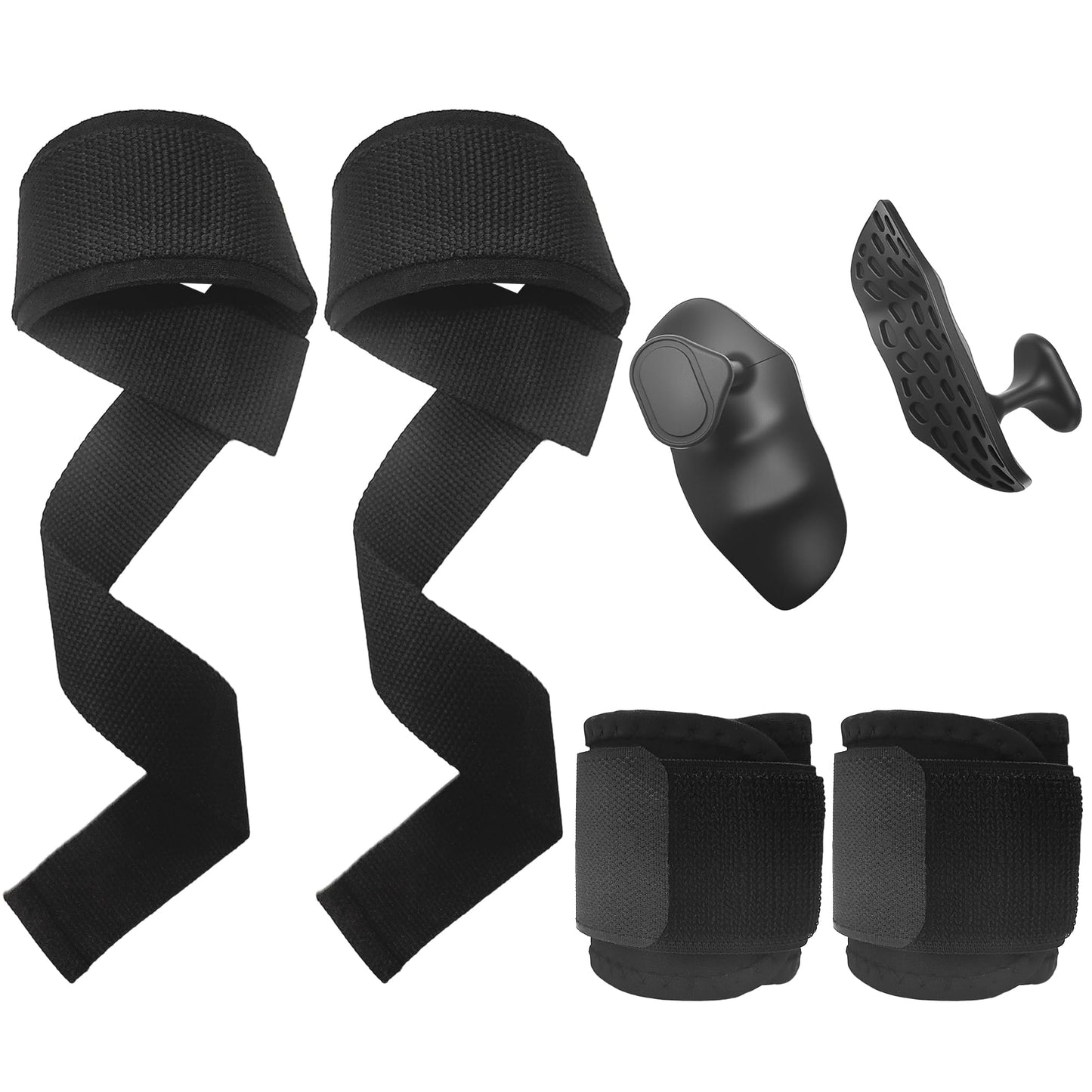 Fitness Workout Set Includes 2 Adjustable Wrist Brace Band 2 Weight Lifting Grips 2 Lifting Straps for Men and Women Weightlifting,Bodybuilding,Gym Workout,Strength Training and Resistance
