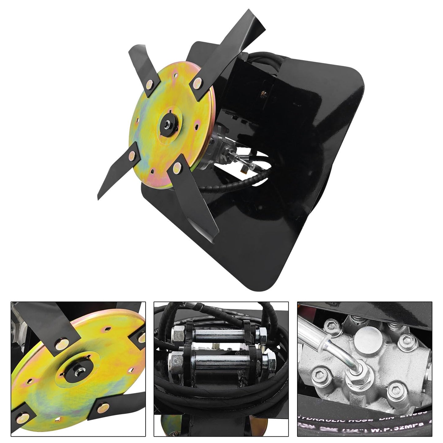 LUFT MEISTAR Hydraulic Flail Mower Brush Cutter Attachment for 1-2.0 Ton Mini Excavator Grass (Includes 8 Blades)
