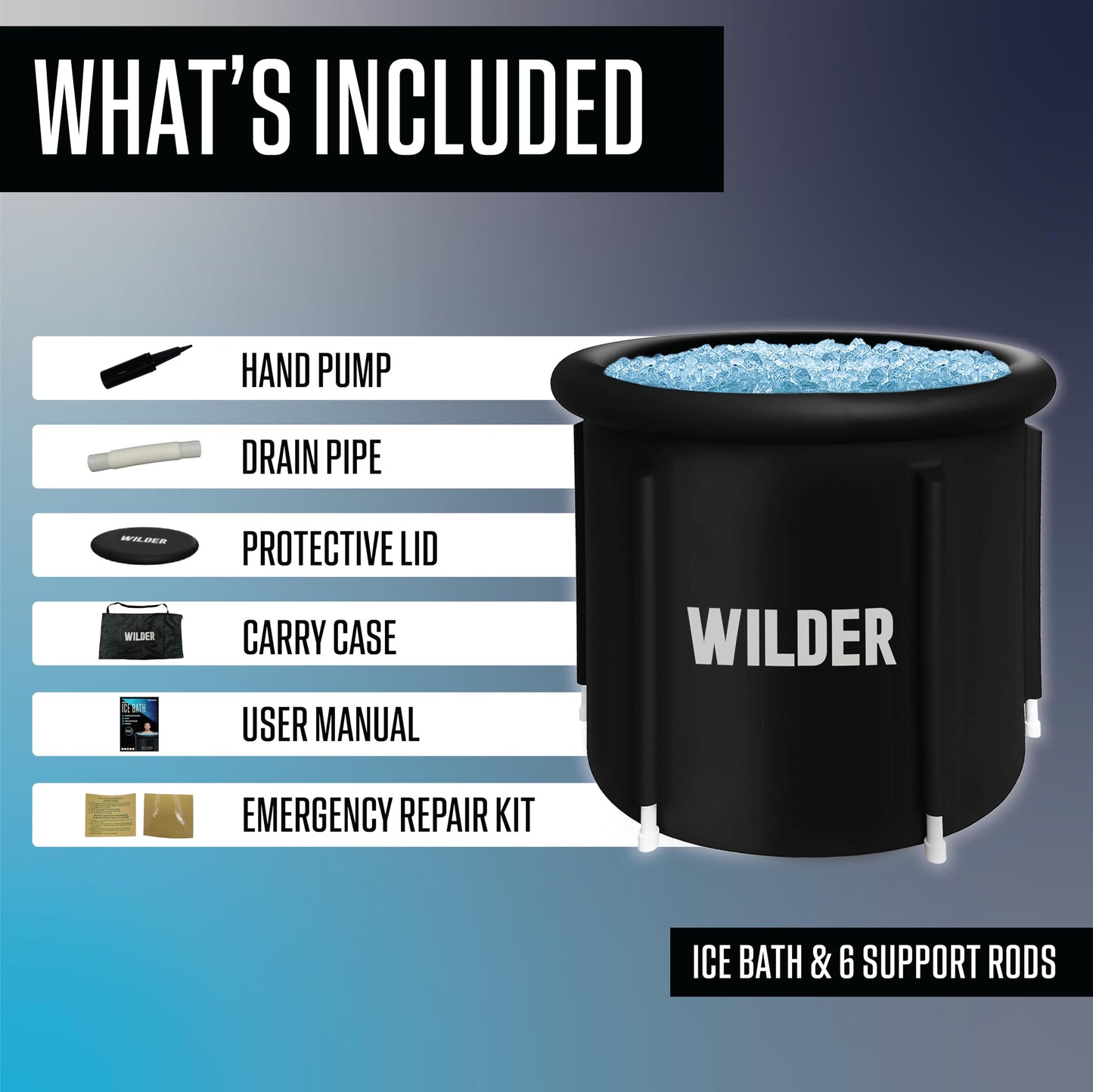 Wilder XL Ice Bath Cold Plunge – 86 Gallon Portable Ice Bath Tub for Recovery and Cold Water Therapy – Triple Insulated