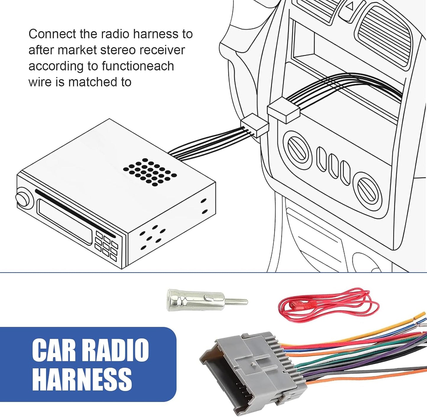 DACIRTY Pack-3 Hummer Car Radio Wiring Harness Adapter, Audio Modification Pigtail Connector Plug, Stereo Wiring