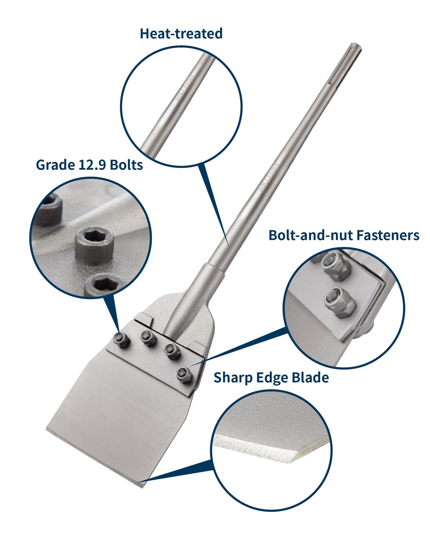 SDS Max Floor Scraper, Firecore 6 Inch SDS Max Thinset Removal Scaling Chisel Tool for Rotary Hammer Drill, SDS Max Clay Spade 4-1/2 in. x 17 in. Steel Drill Shovel Bit for Digging in Gardening