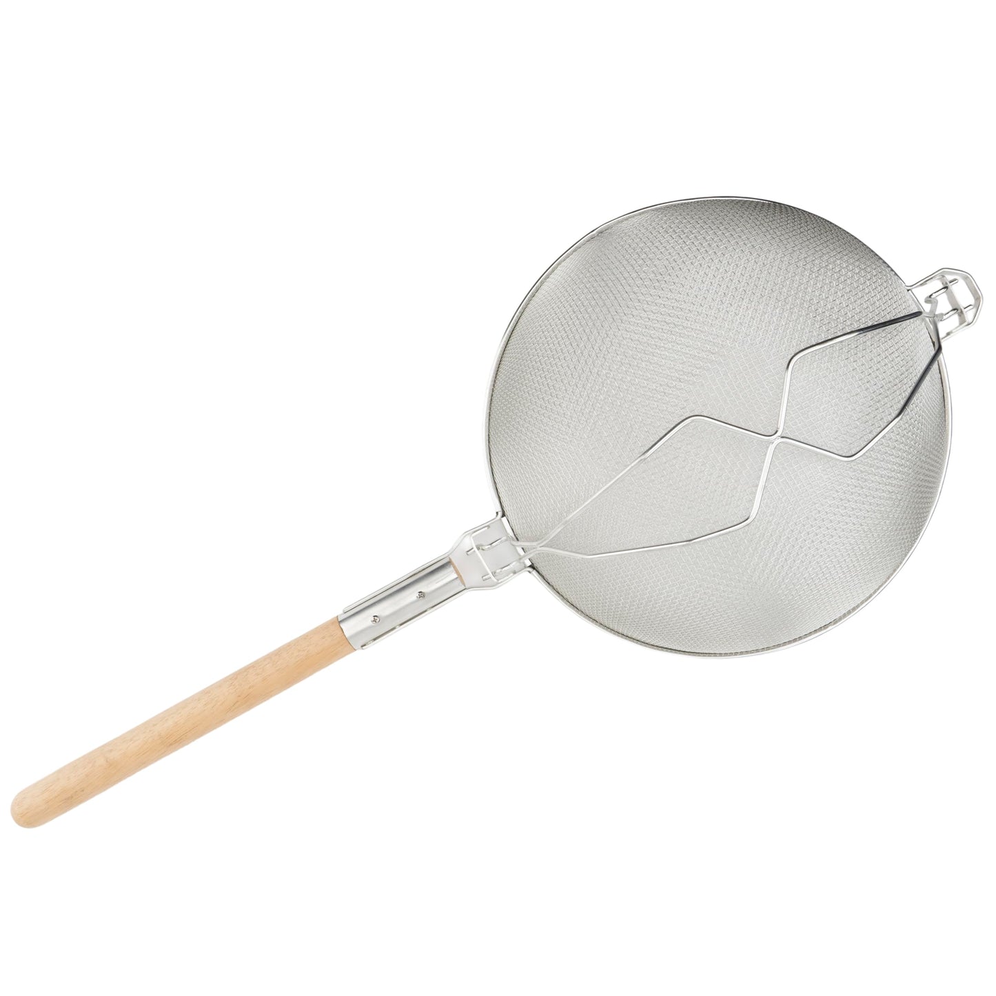 Winco Strainer, 14-Inch Diameter, Reinforced Double Mesh, Medium, Nickel, Tan