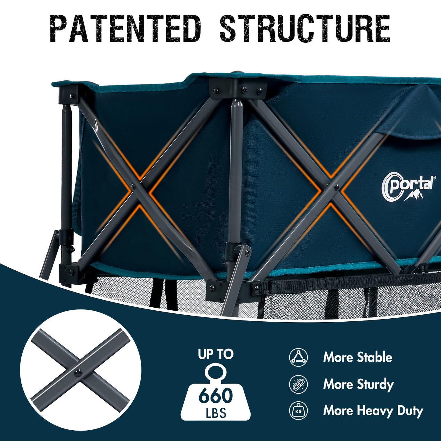 Portal Collapsible Double Decker Wagon Folding Utility Cart with Tailgate, Beach Wagons with Big Wheels, 660LB Heavy Duty Foldable Wagon 14 FT³ Large Capacity for Camping, Sports, Garden
