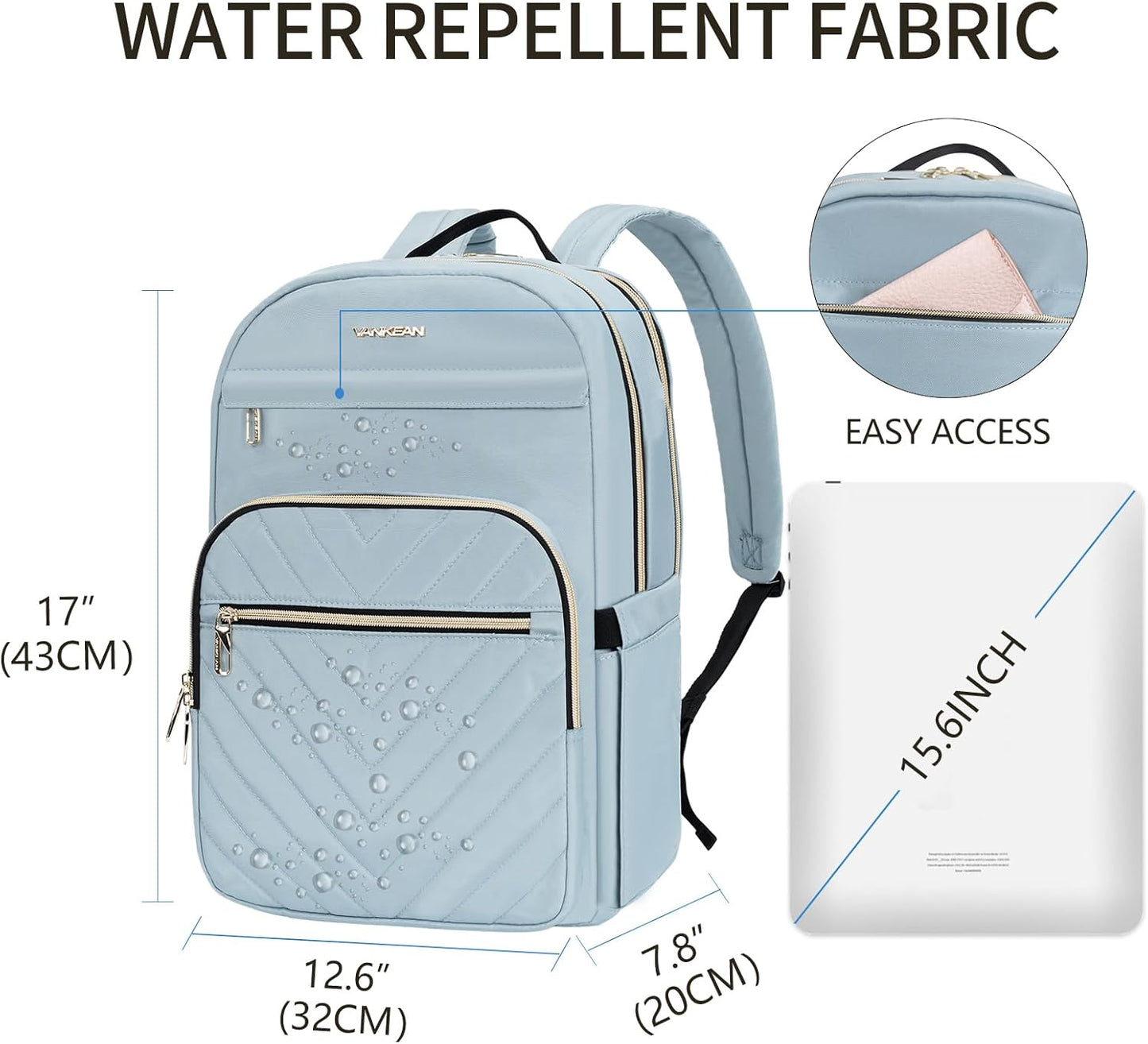 15.6 Inch Backpack Backpacks Daypacks VANKEAN Laptop for Women Work Laptop Bag Fashion, Waterproof Stylish Travel Bags