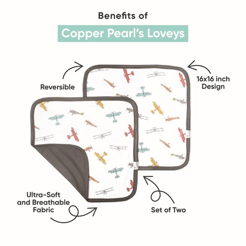 Copper Pearl Baby Security Blanket Set of 2 - Portable Size for Self-Soothing On-The-Go, Ideal Baby Blankets for Boys and Girls, Ultra-Soft, and Gift-Ready Loveys - Alta