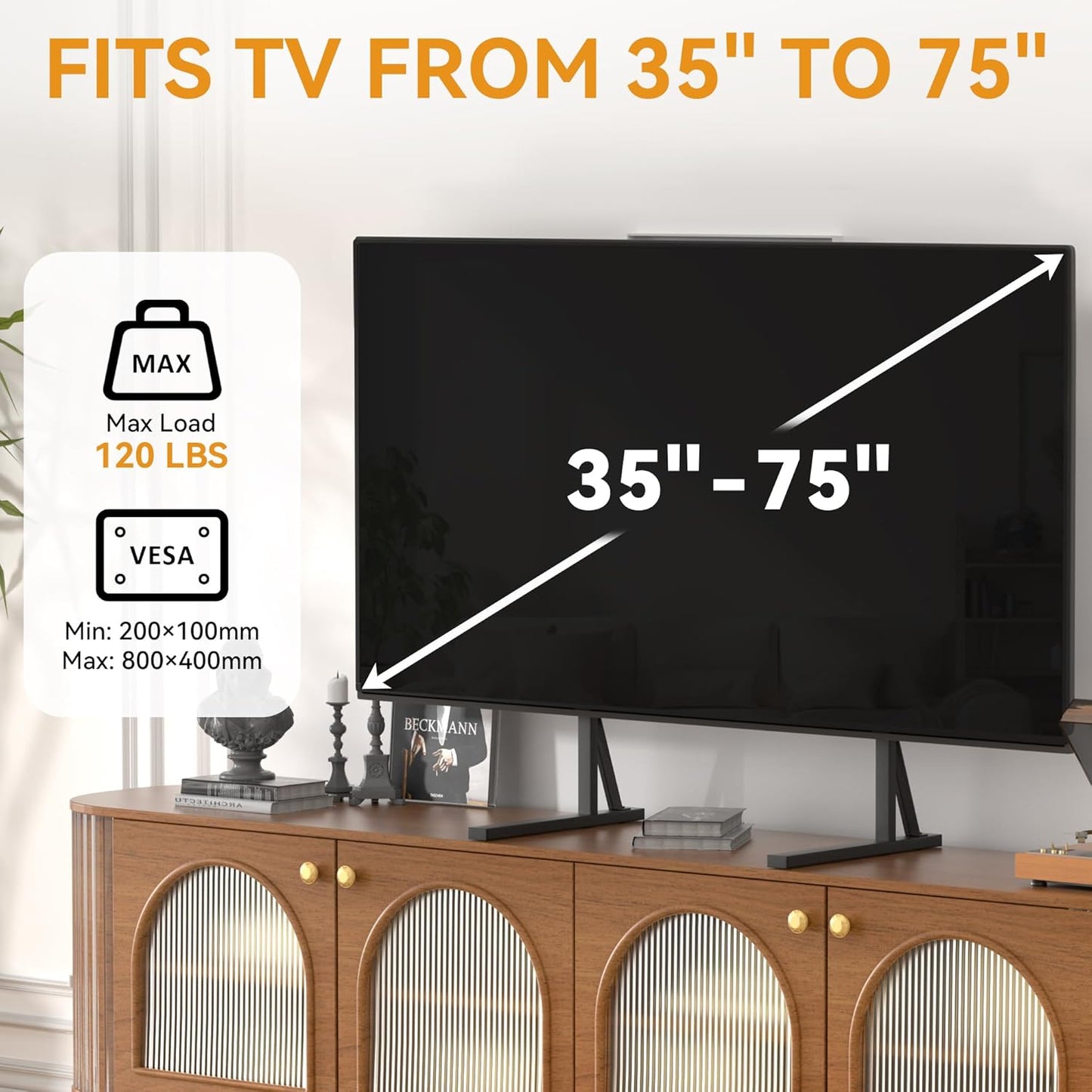 EZISE 35-75 Inch 7 120lbs, 800x400mm Universal TV Stand Legs for LCD/LED/OLED TVs, Tabletop TV Mount Base with Height