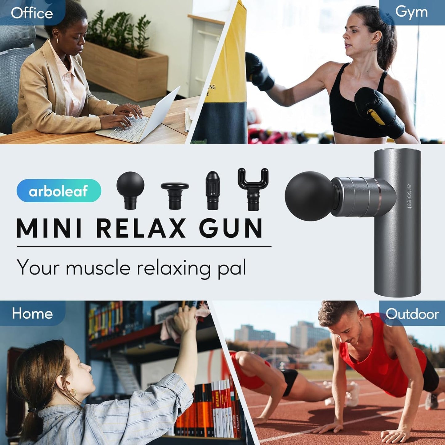 arboleaf Massage Gun Deep Tissue, Balance of Power & Portability Full-Metal Percussion Massager with Silent Brushless Motor - Ultra-Quiet Pocket-Sized for Athletes Back Pain Relief Home Office Travel
