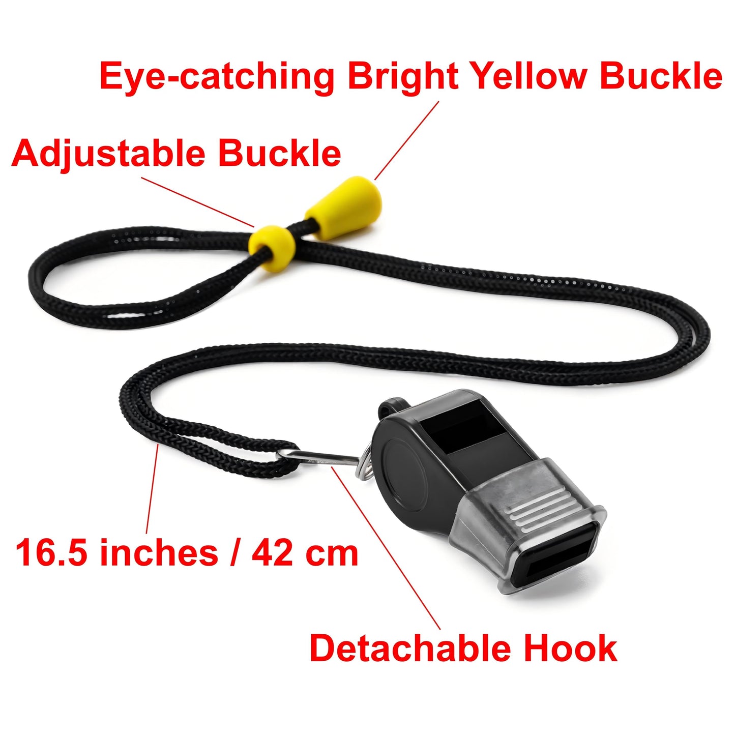 SUYAMI 12 Packs Sport Whistle with Lanyard, for Coach, Referee, Official (Black)